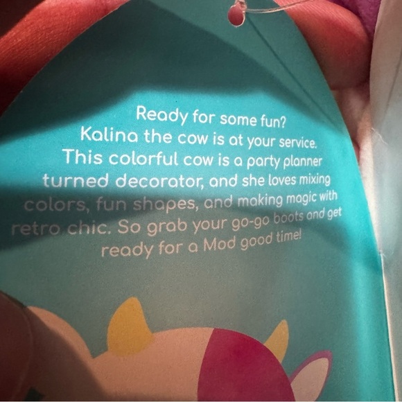 Squishmallow Kalina the Cow 16” Cream w Tie Dye Easter Stuffed Animal Plush - Picture 8 of 15